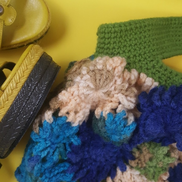 LAST CHANCE! CLOSET CLOSING! Boho hobo-style crochet bag blue green - Picture 4 of 5